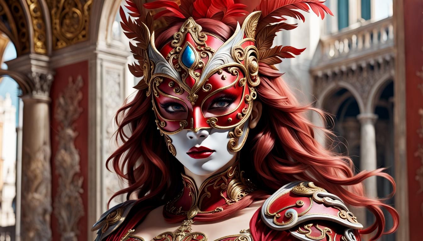 Ornate Red Masked Valkyrie Artist Character