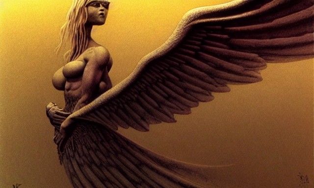 Gothic Valkyrie Digital Illustration in Art Nouveau Style