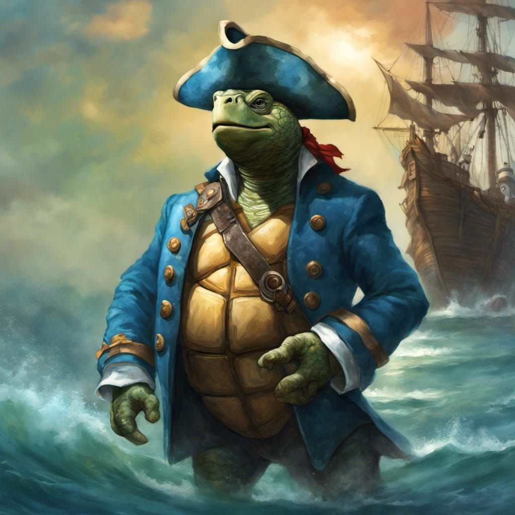 Loggerhead Tortle Pirate Captain on Ship
