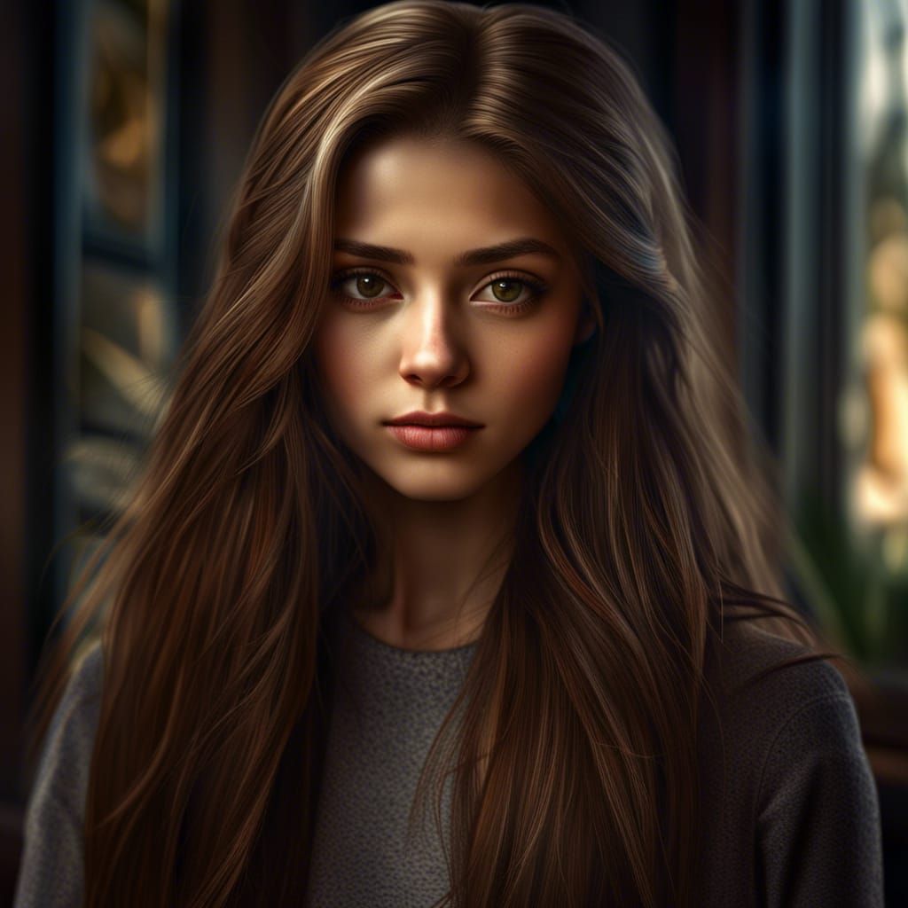 Hyperrealistic Portrait of a Pretty Young Woman