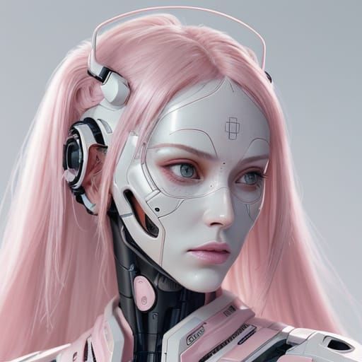 Portrait of a pink Cyborg
