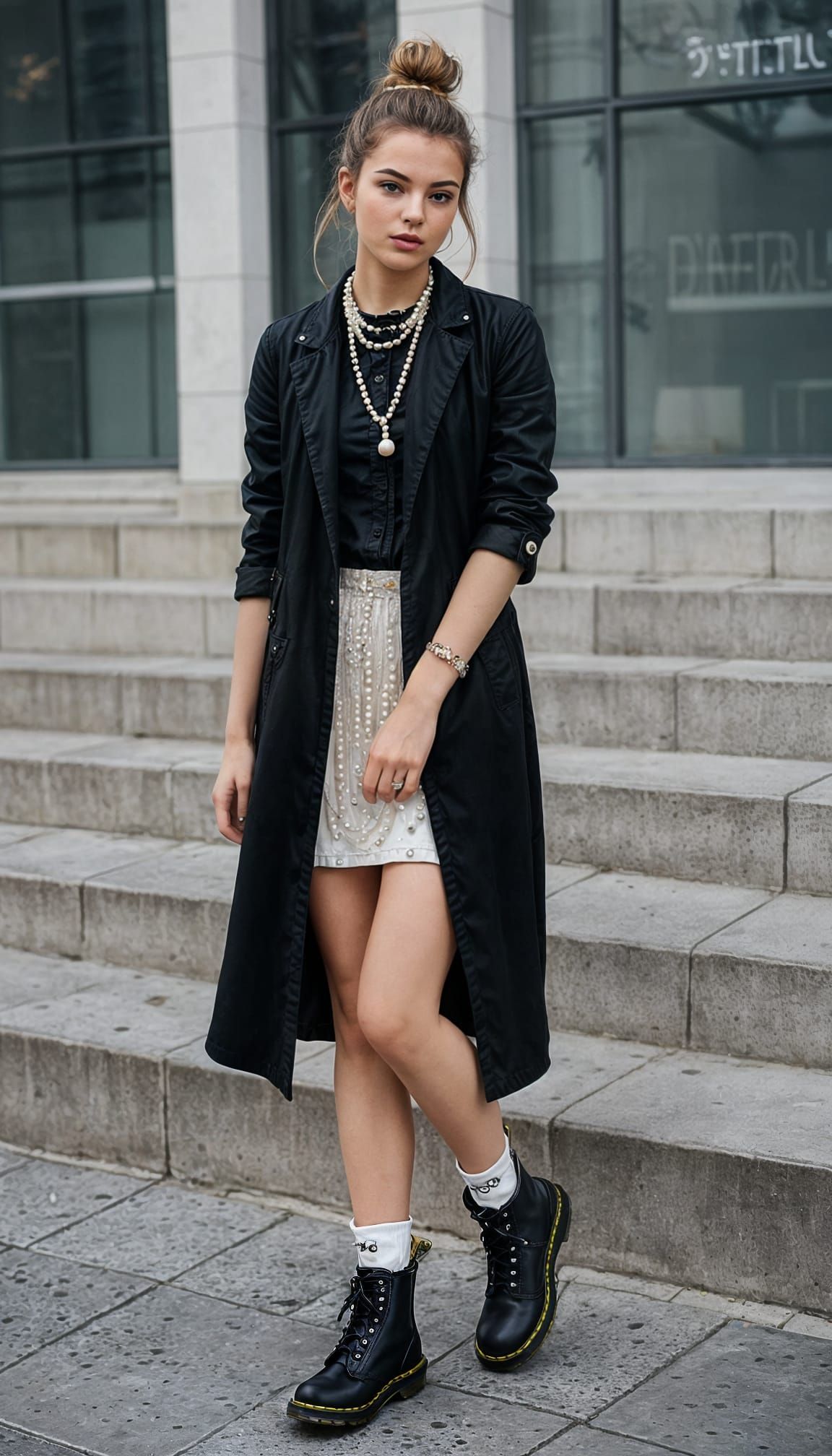 Young Lady in Doc Martens and Pearls