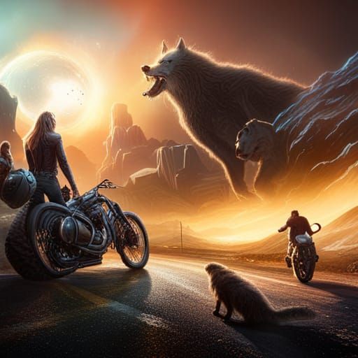 Werewolf Biker Gang Laser Battle on Apocalyptic Highway