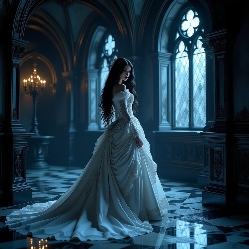 Lucy Westenra in Maximalist Gothic Castle