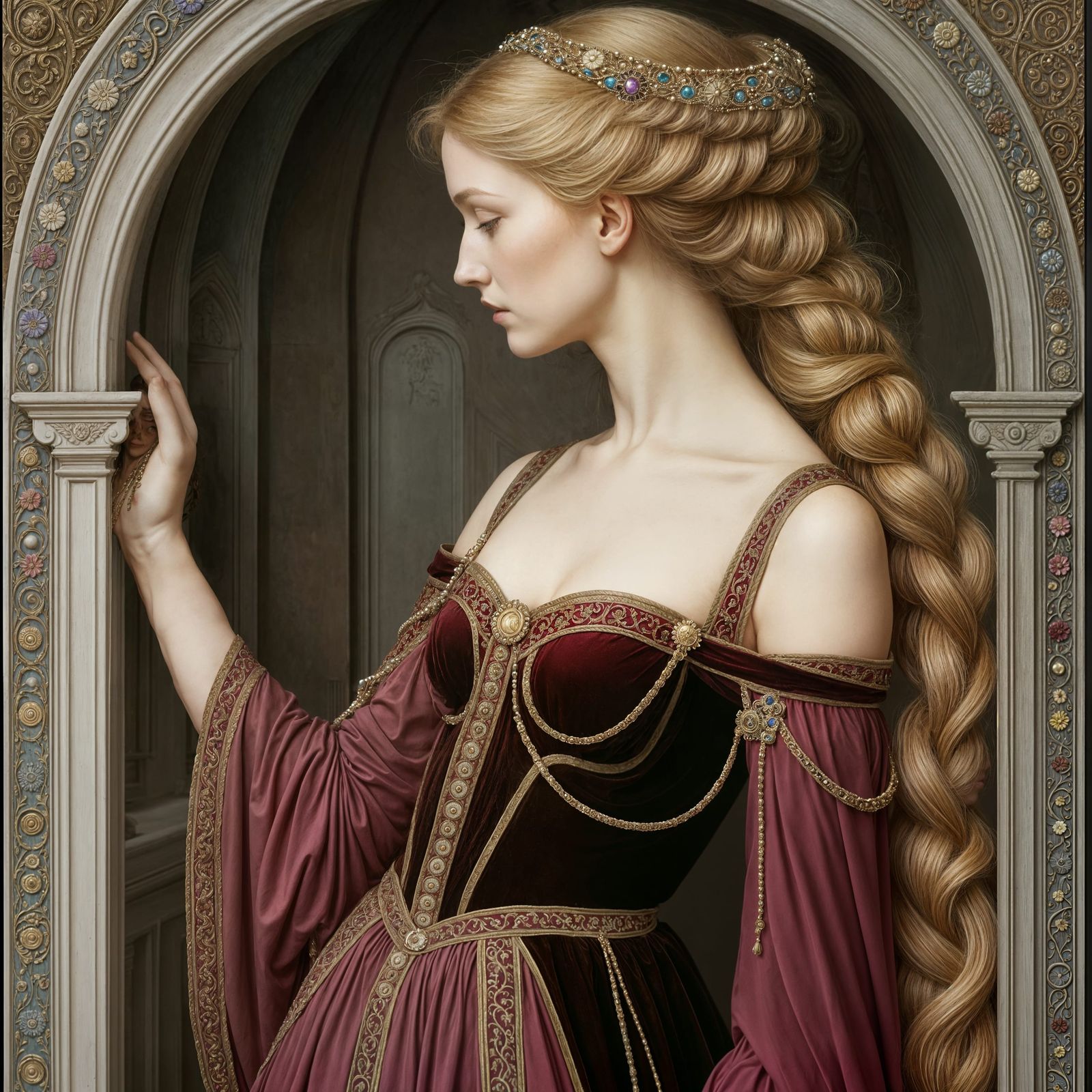 Celtic Beauty Portrait in Pre-Raphaelite Style