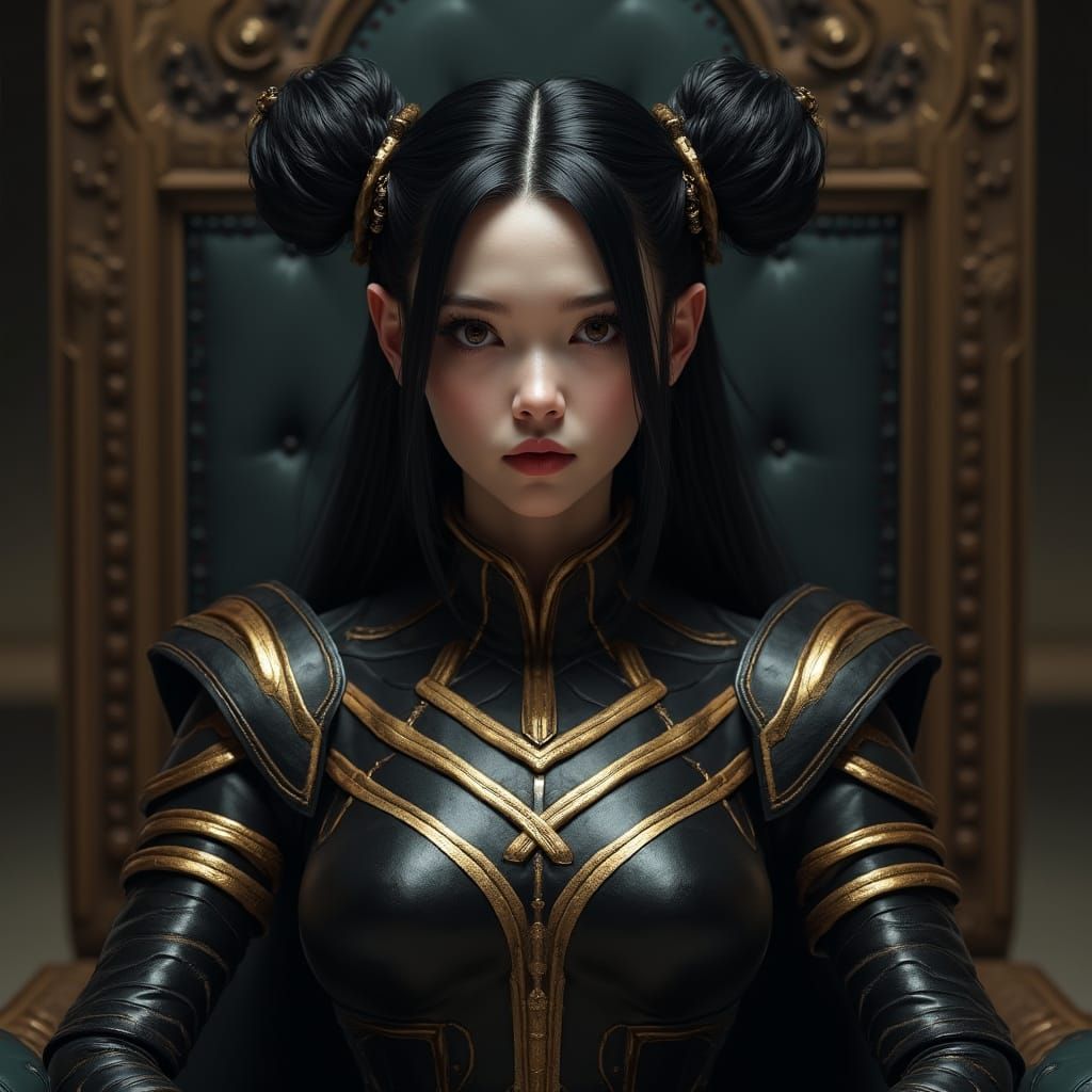 Powerful Character on Throne in Cinematic Style