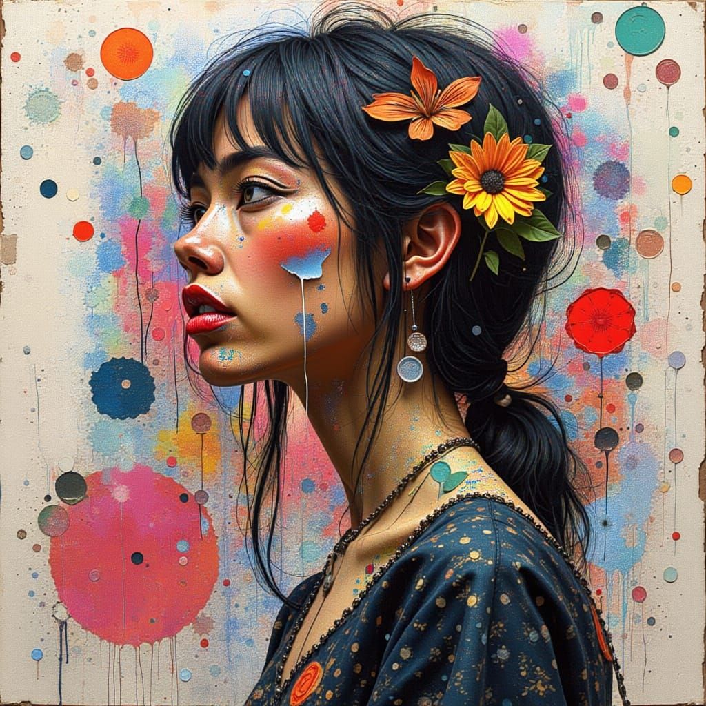 Abstract Portrait with Complementary Colors