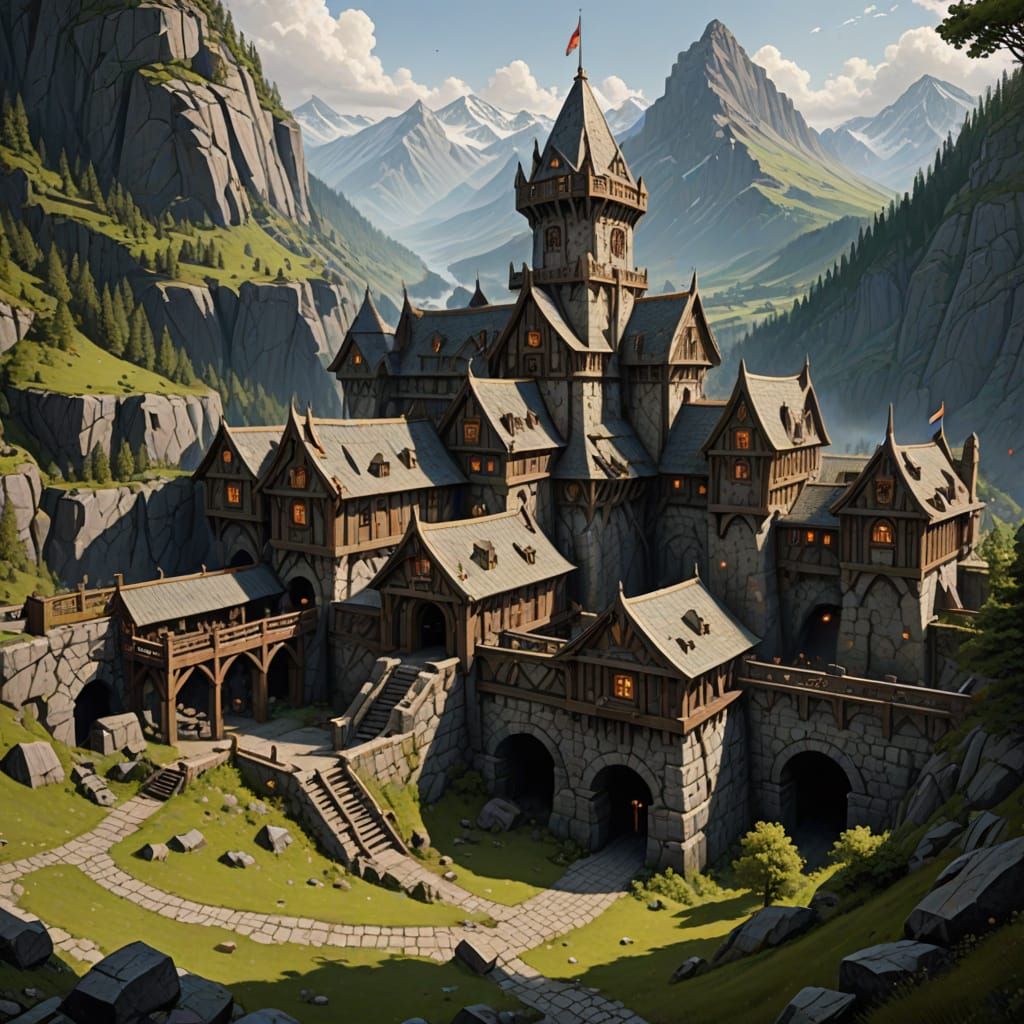 Thriving Dwarven Mining Community Where Magic and Stonecraft...