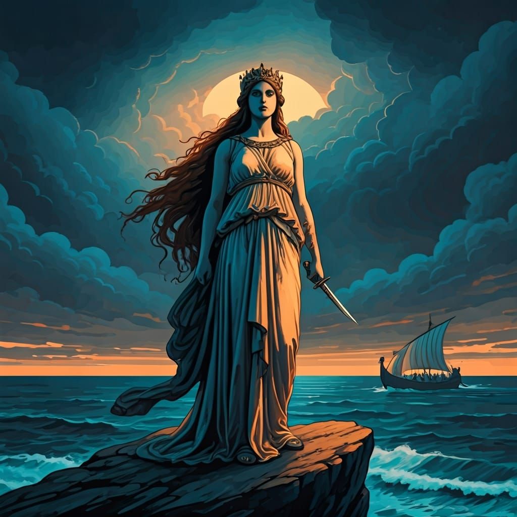 Dido's Lament: Expressionist Ink Painting of Virgil's Queen