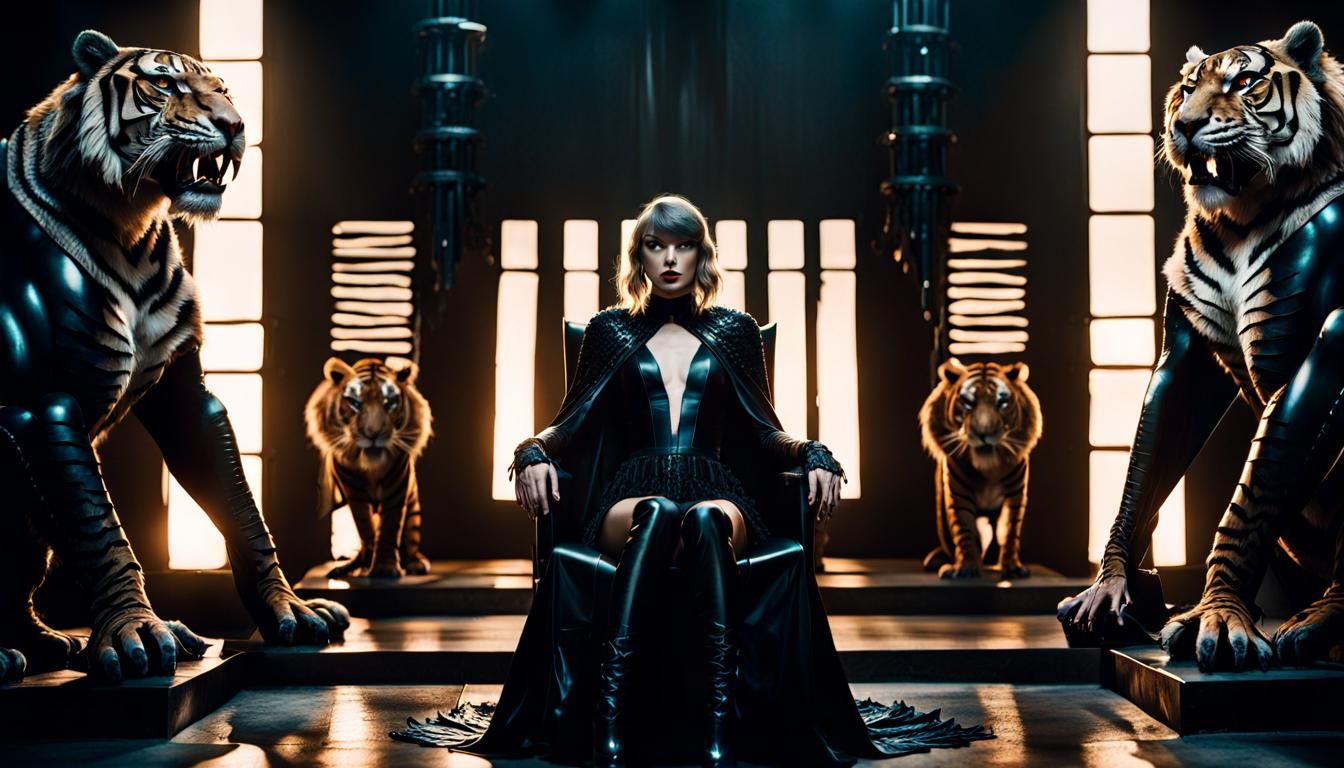 Taylor Swift on Haematite Throne with Tigers