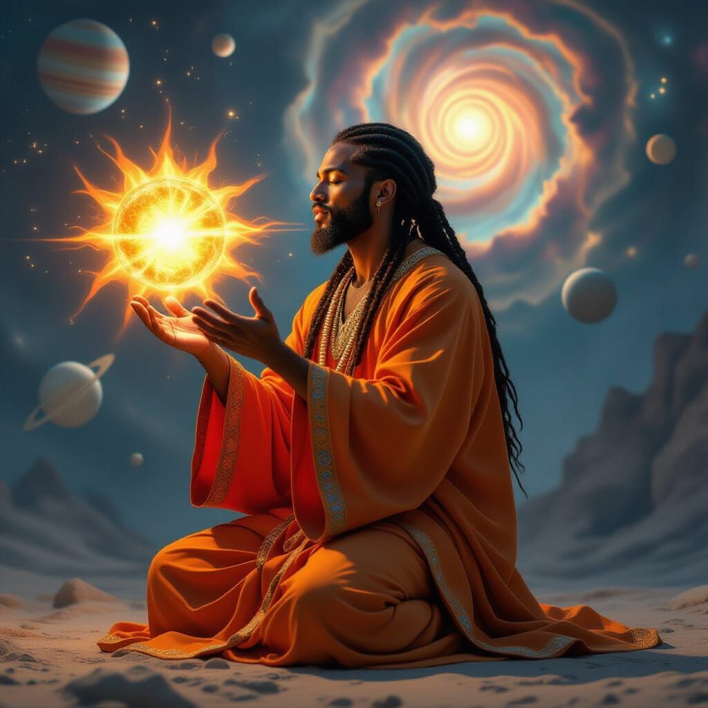 Black Man Breathes Life Into Sun in Epic Digital Matte Paint...