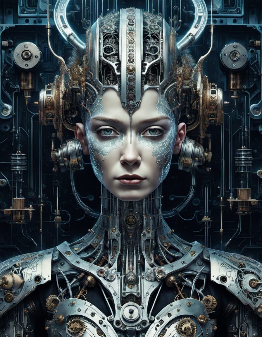 Cyborg Queen Portrait with Foil Stamping Details