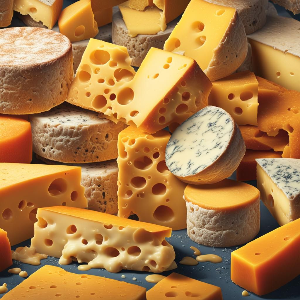 Hyperrealistic Cheese Close-Up: Splash Art Concept