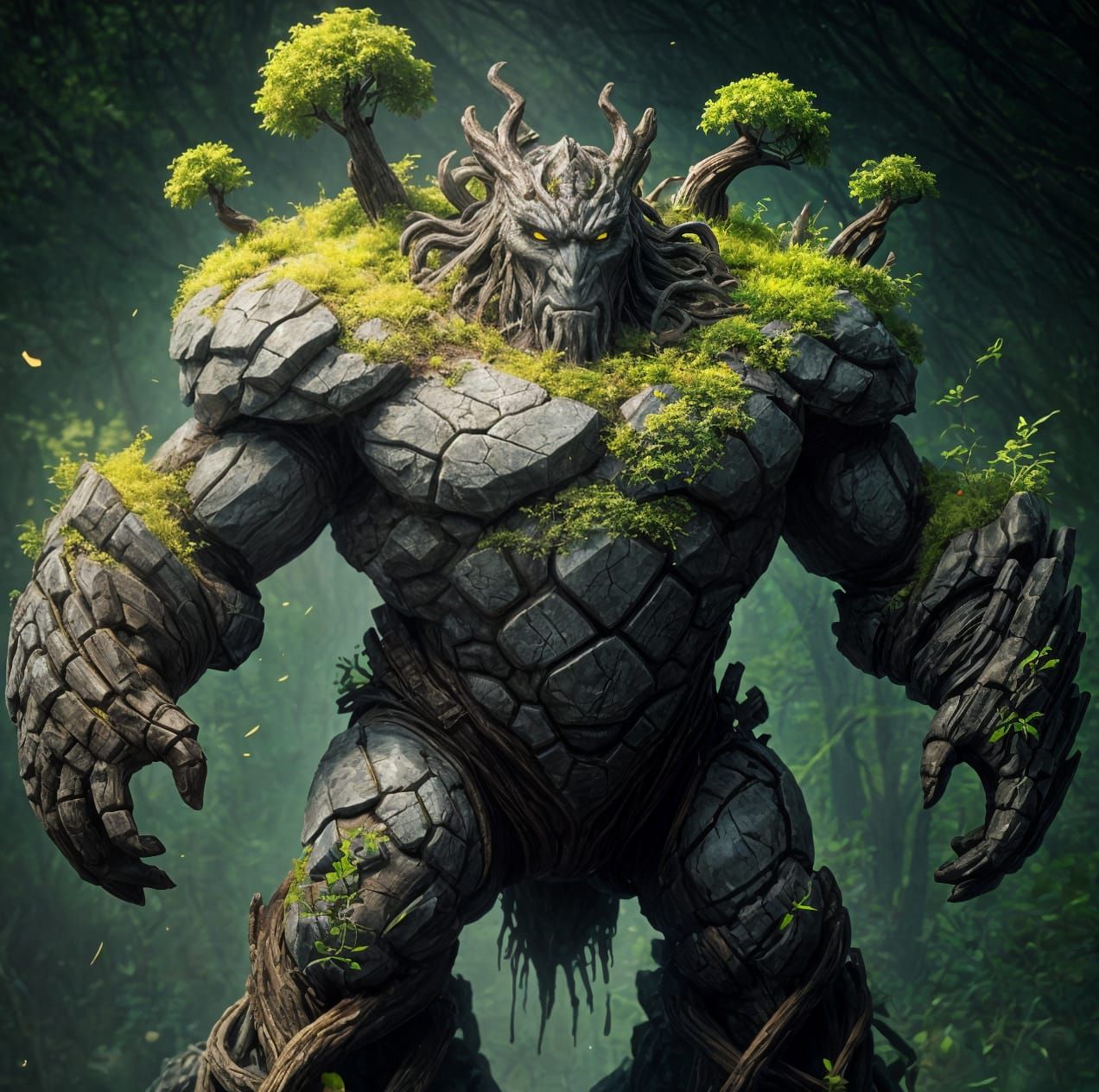 Earth Elemental Guardian in Dark Fantasy Style