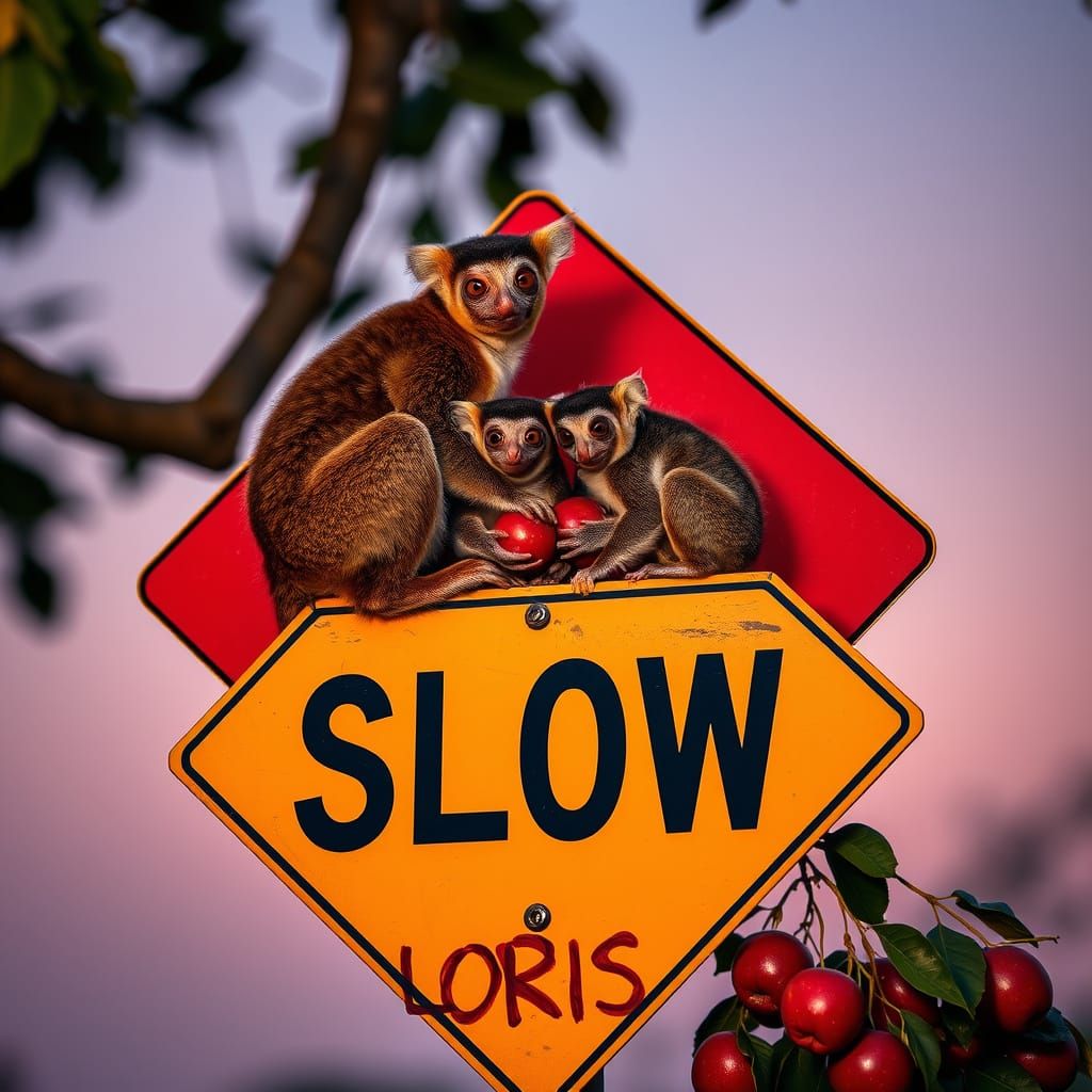 Slow Loris Family at Dusk, Wildlife Photography