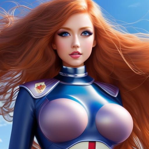 Attractive Girl in Latex Uniform: Digital Illustration