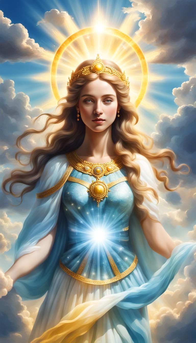 Divine Goddess of Beauty in Heavenly Light