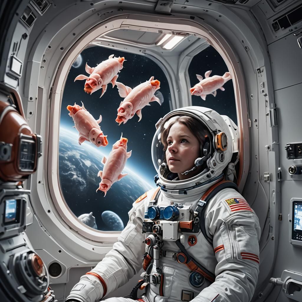Surreal Astronaut Portrait with Pickled Pigs Feet