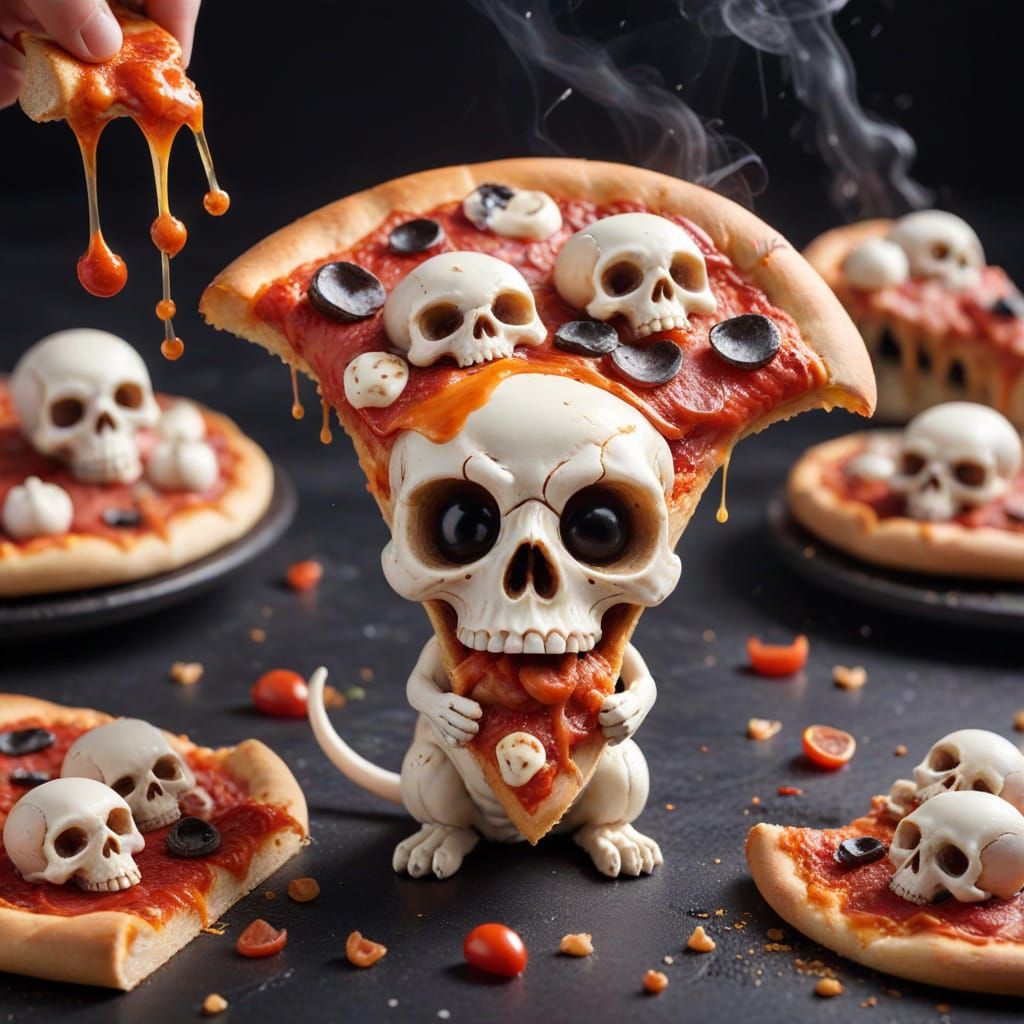 Skull Pizza With Mouse Feast