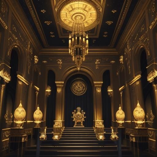 Golden Bedazzled Trophy in Grand Hall: Digital Matte Paintin...