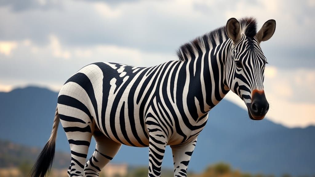 Domino Zebra in Savannah: A Digital Art Creation