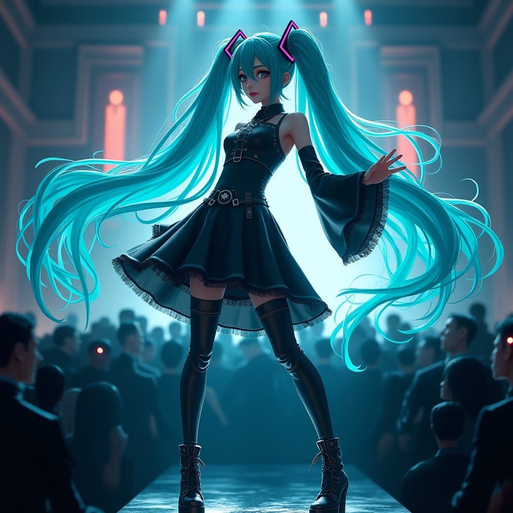 Hatsune Miku in Cyberpunk Anime Concert