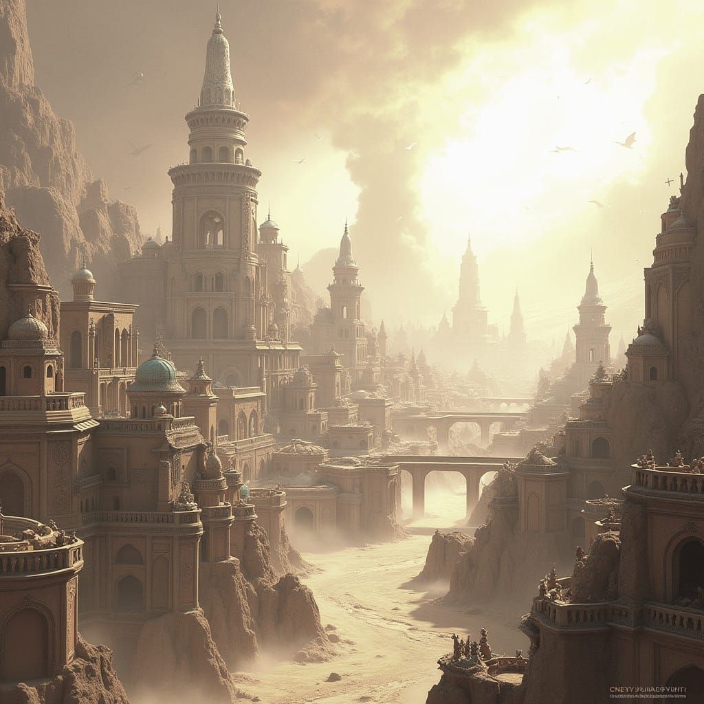 Sand City in Sandstorm: Matte Painting Concept Art
