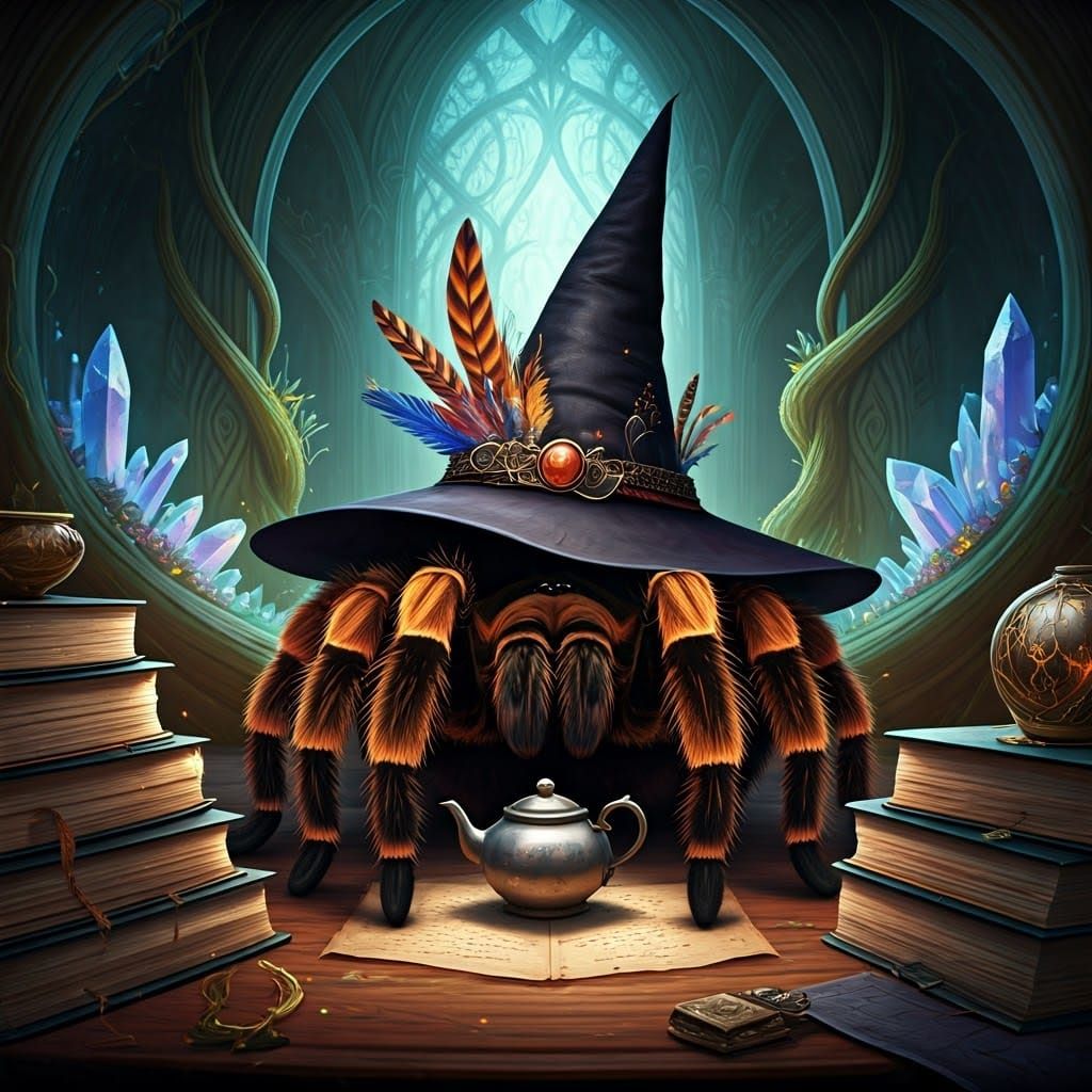 Fuzzy Tarantula in Elven Temple Sanctuary