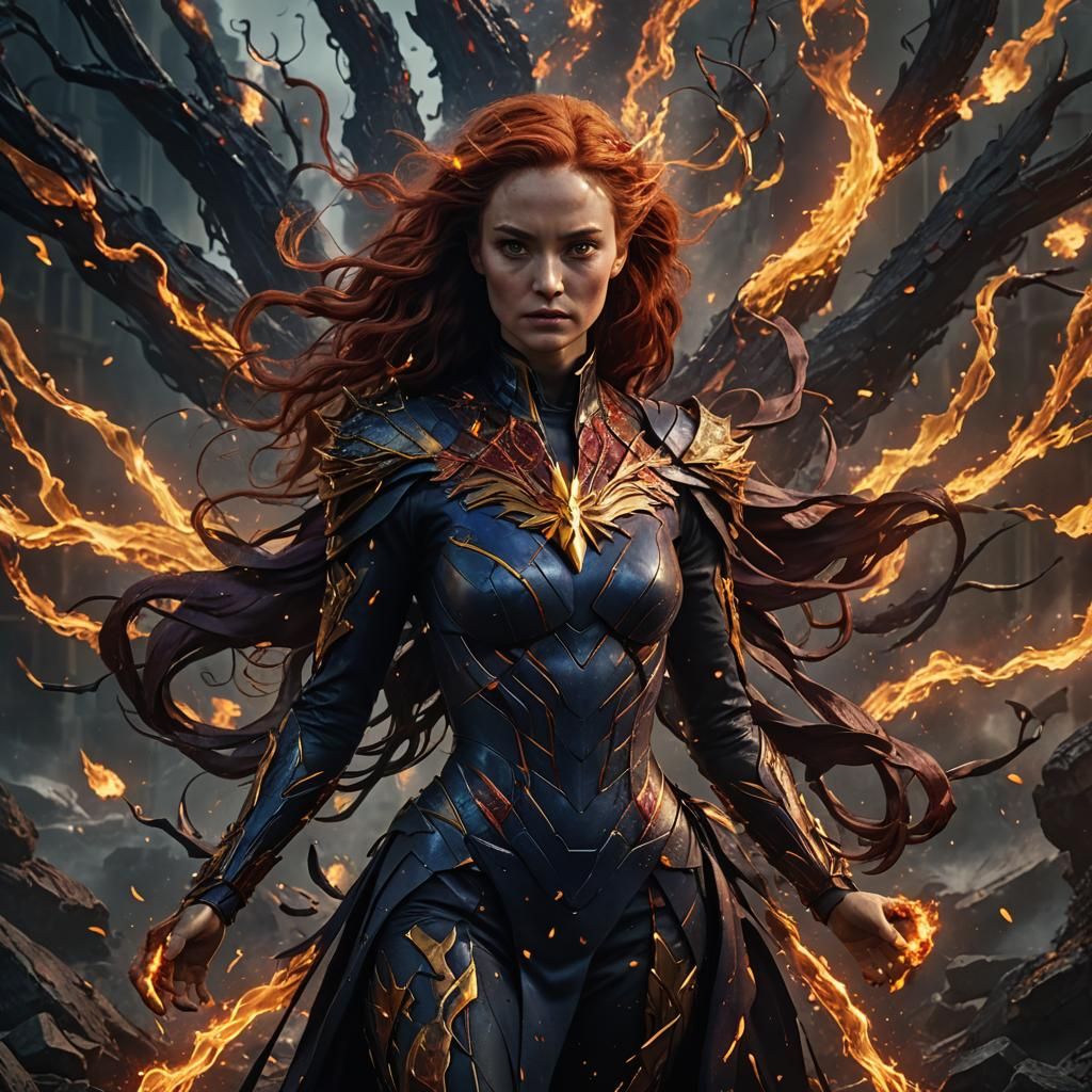 Detailed Dark Phoenix Digital Matte Painting