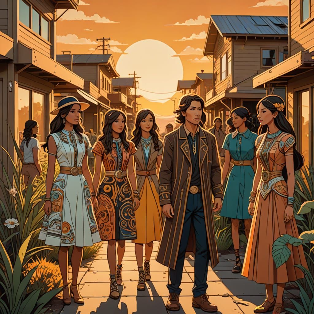 Hopeful Solarpunk Paper Dolls in Vector Art Style