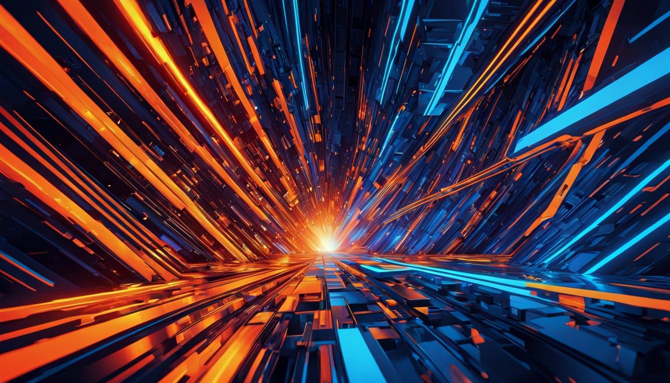 Futuristic Convergence of Lines in Neon Hues