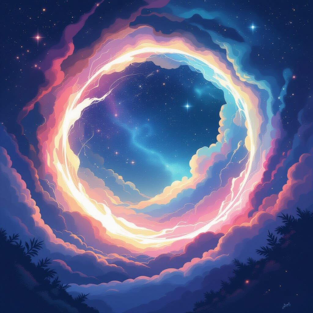 Glowing Portal to Dreamlike Dimension in Studio Ghibli Style