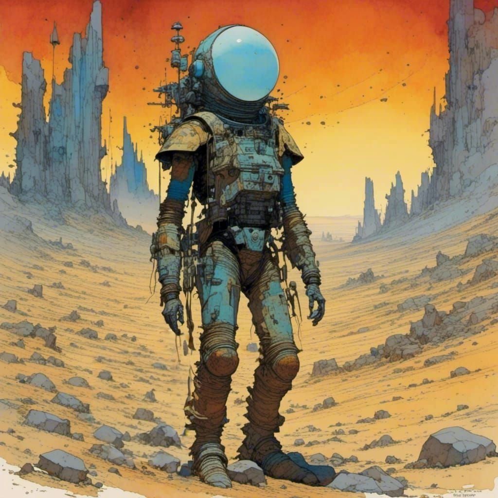 Gritty Shaman on Hoverspeeder in Desert Canyon