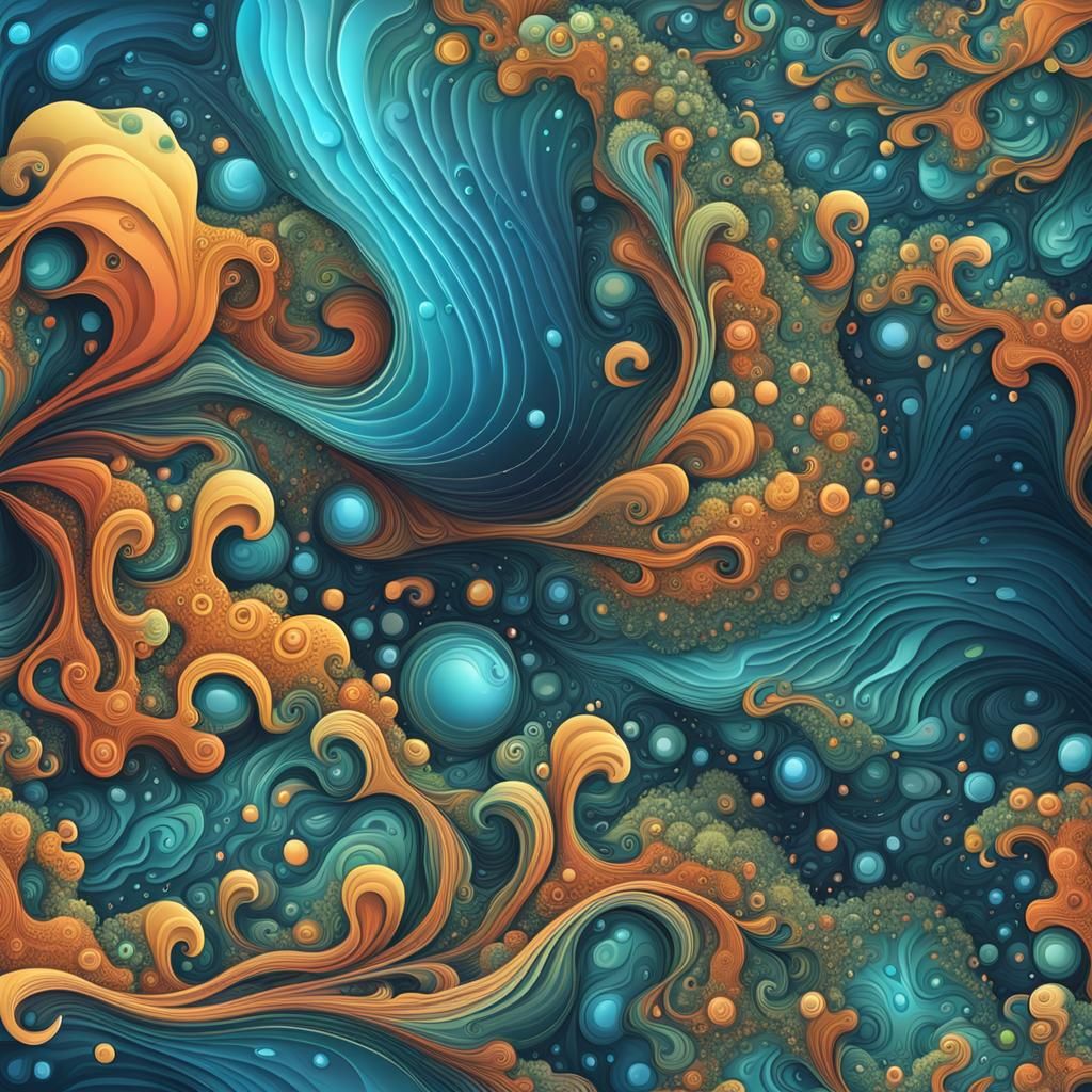 Vibrant Underwater Alien World of Fractal Organisms
