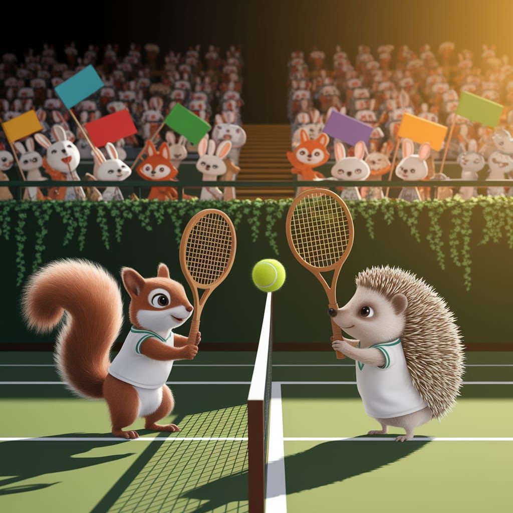 Squirrel and Hedgehog Play Tennis: Pixar-Style Wimbledon