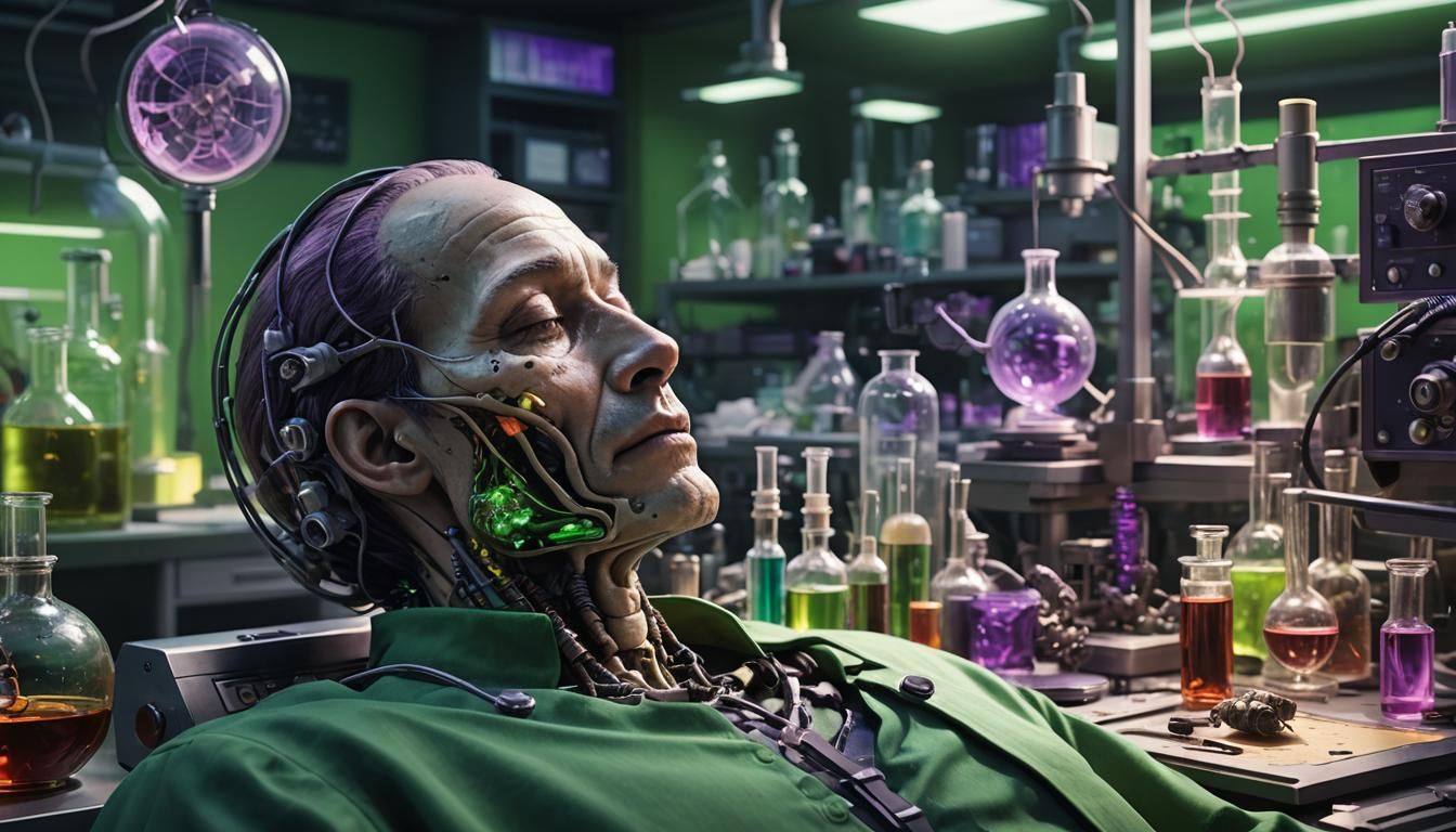 Hyperrealistic Concept Art: Peaceful Death in Lab