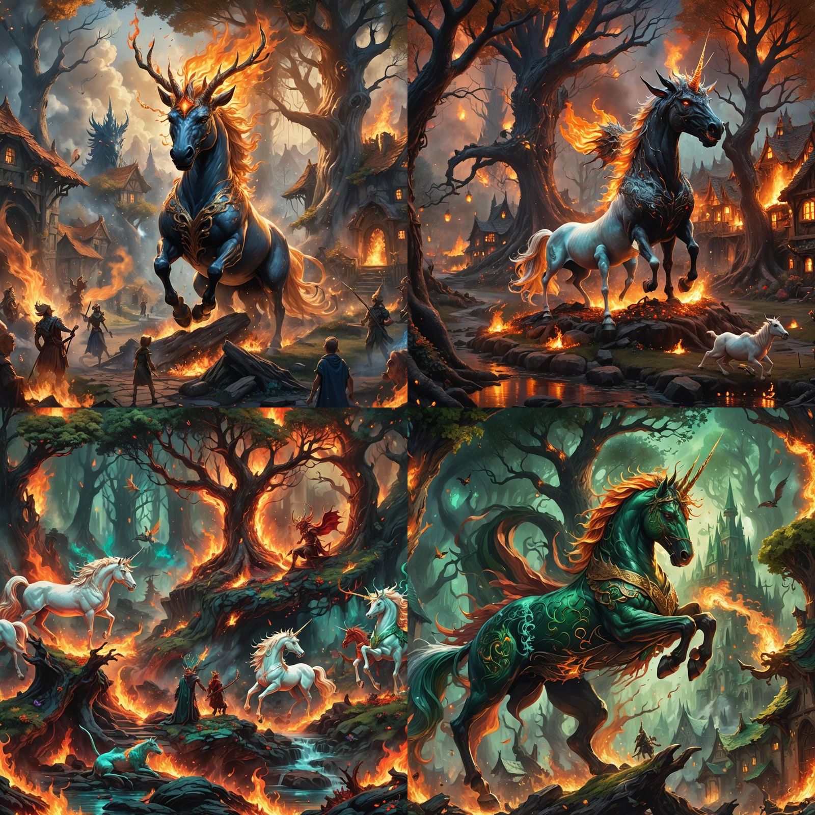 Evil Demon Unicorn Invasion: Fantasy Concept Art