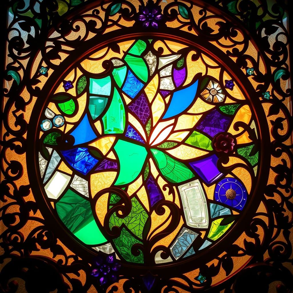 Stunning Art Nouveau-Inspired Stained Glass Window