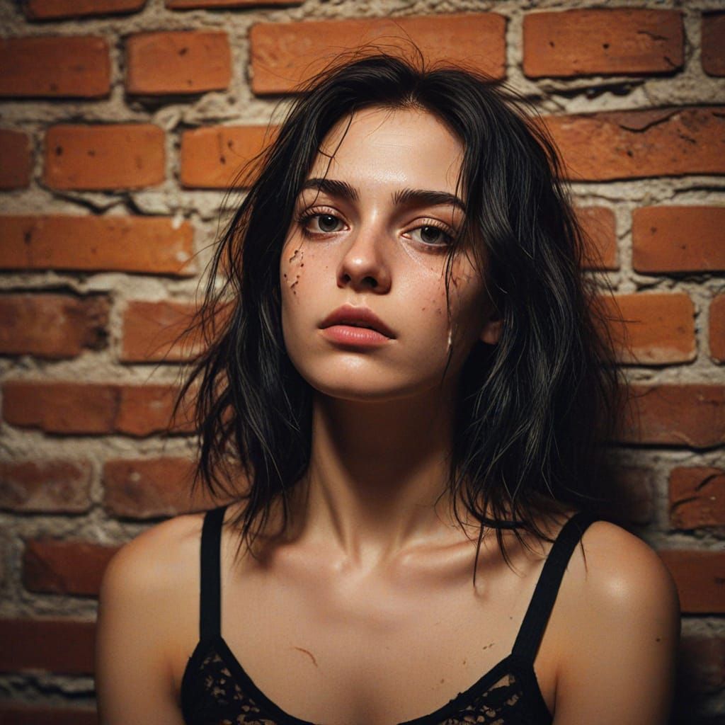 Woman in Black Shorts: Surreal Impasto Oil Painting