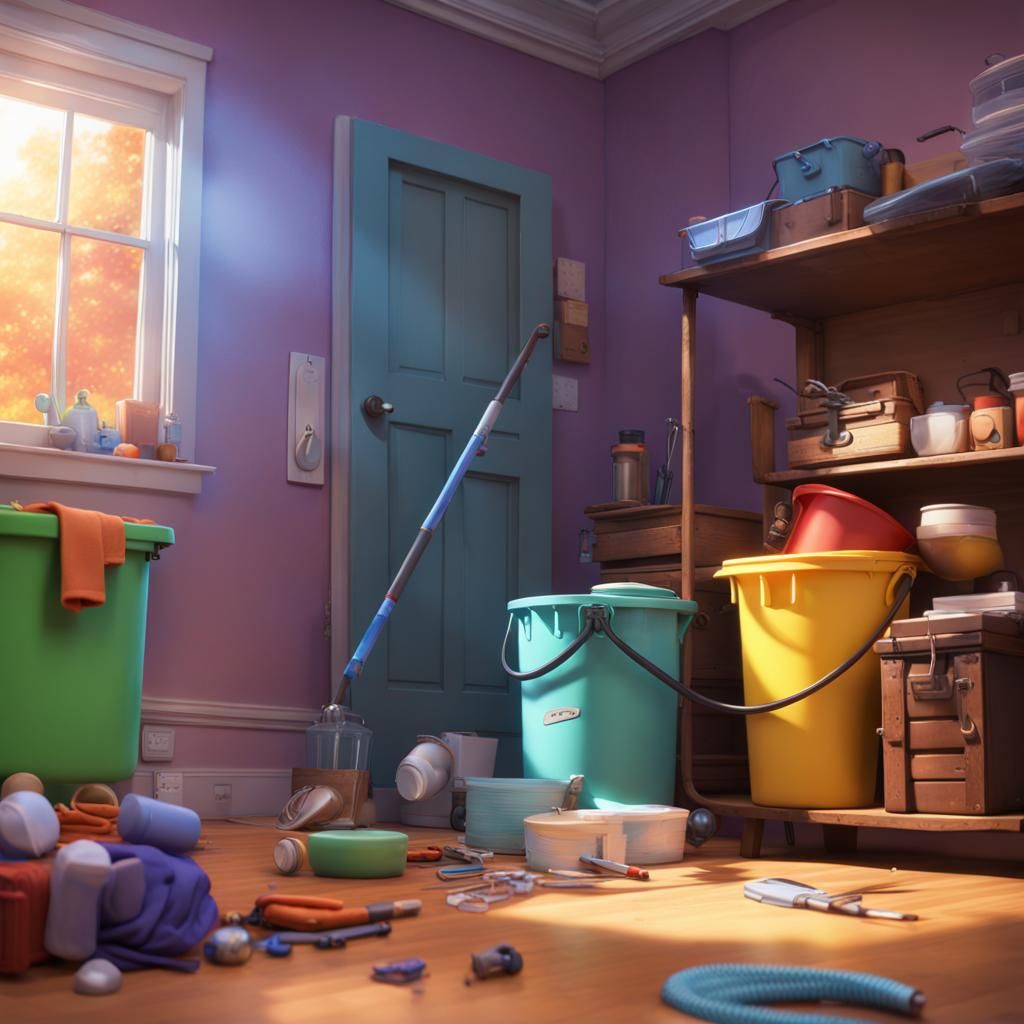 Janitor's Closet Surprise: A 3D Digital Art Concept