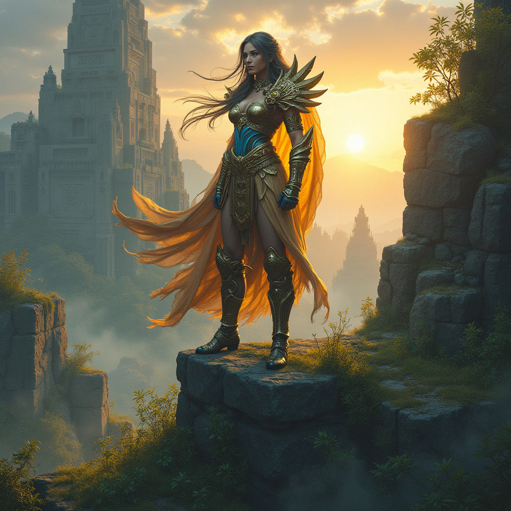 Mystical Warrior Queen on Windswept Ruins