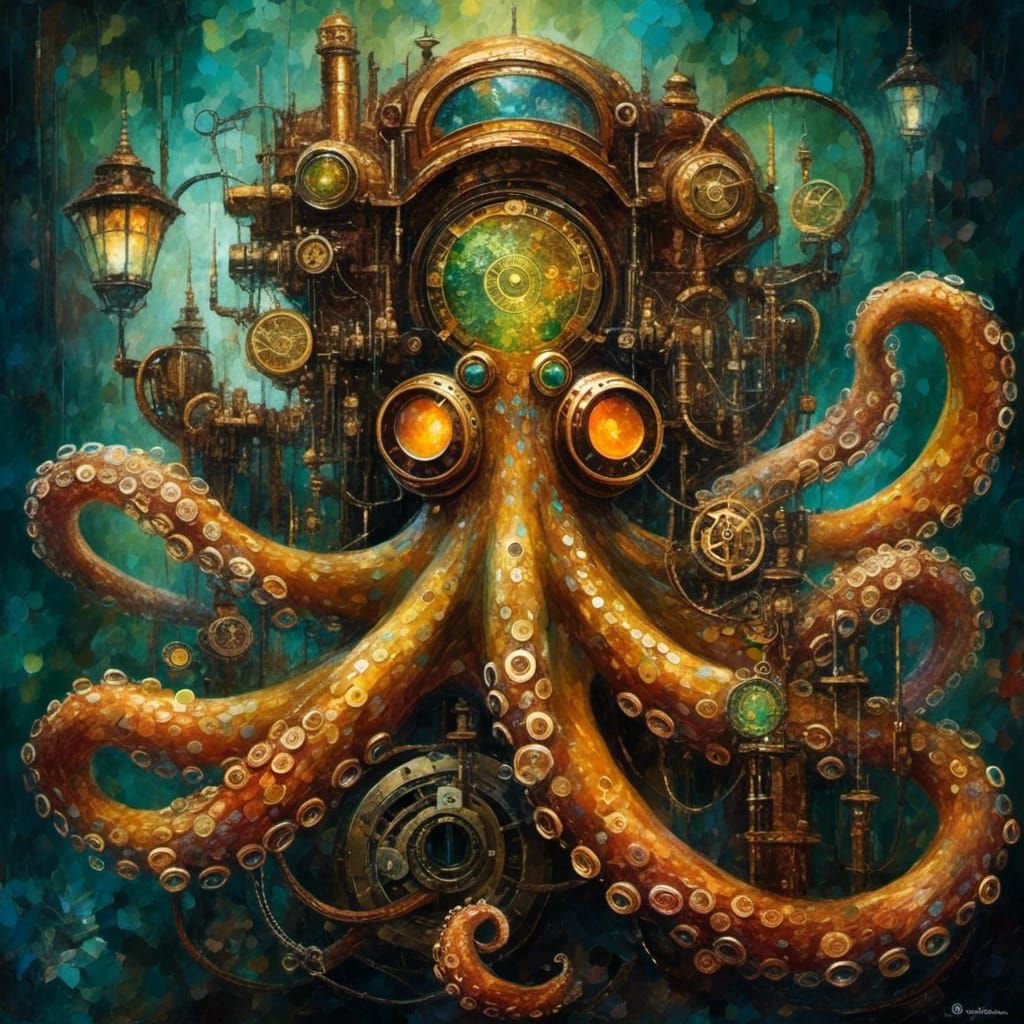 Steampunk Octopus Illustration