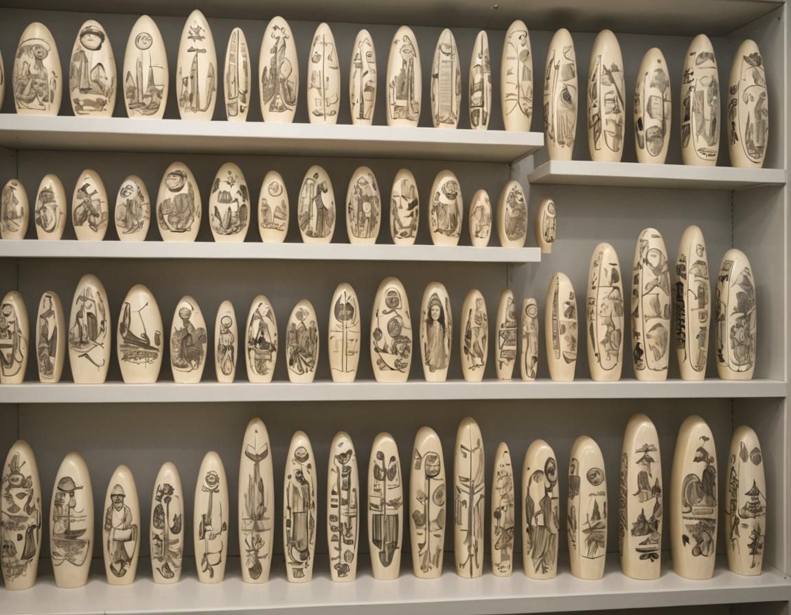 Scrimshaw Carvings on Display in Museum