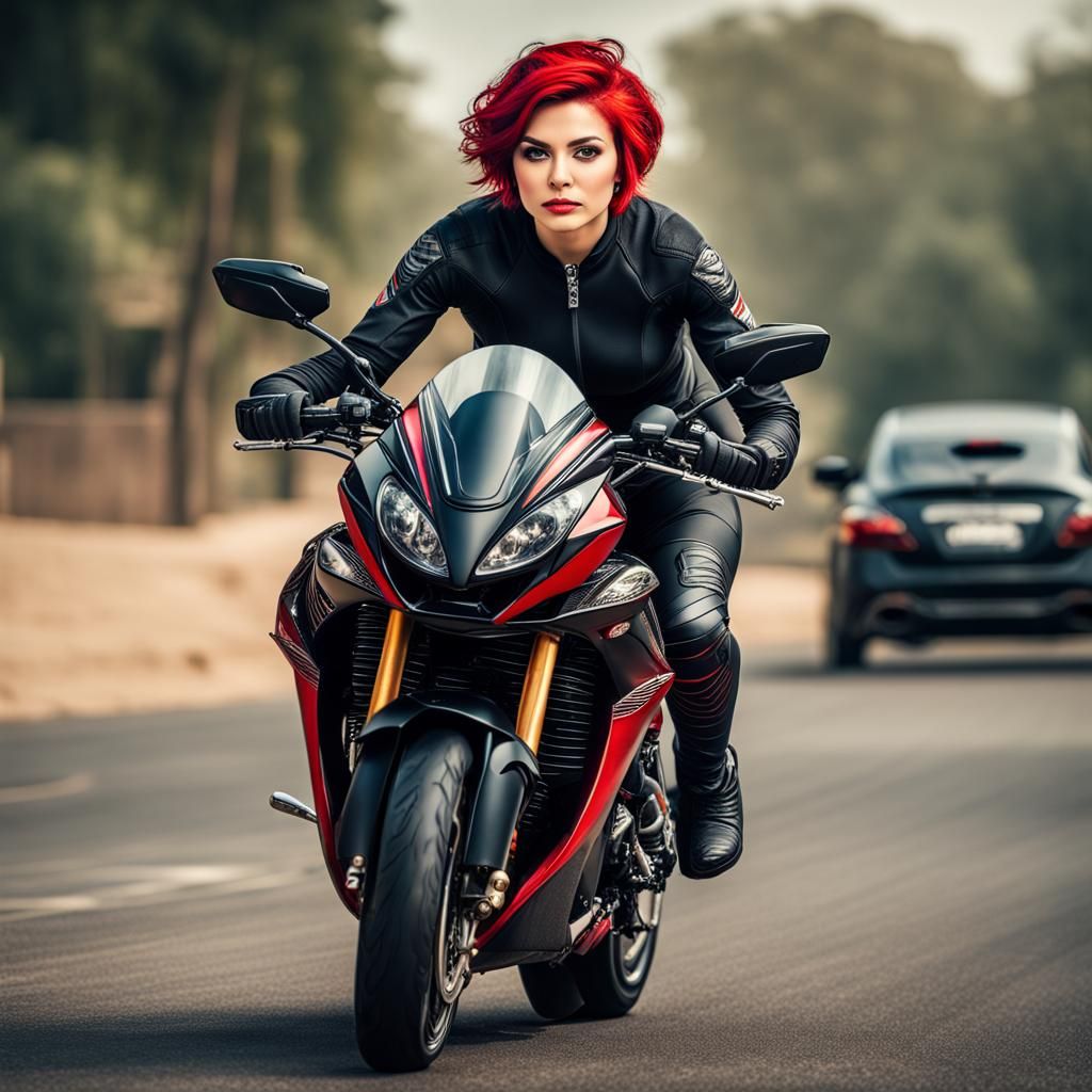 Pakistani Woman on Motorcycle: Hyperrealistic HDR Image