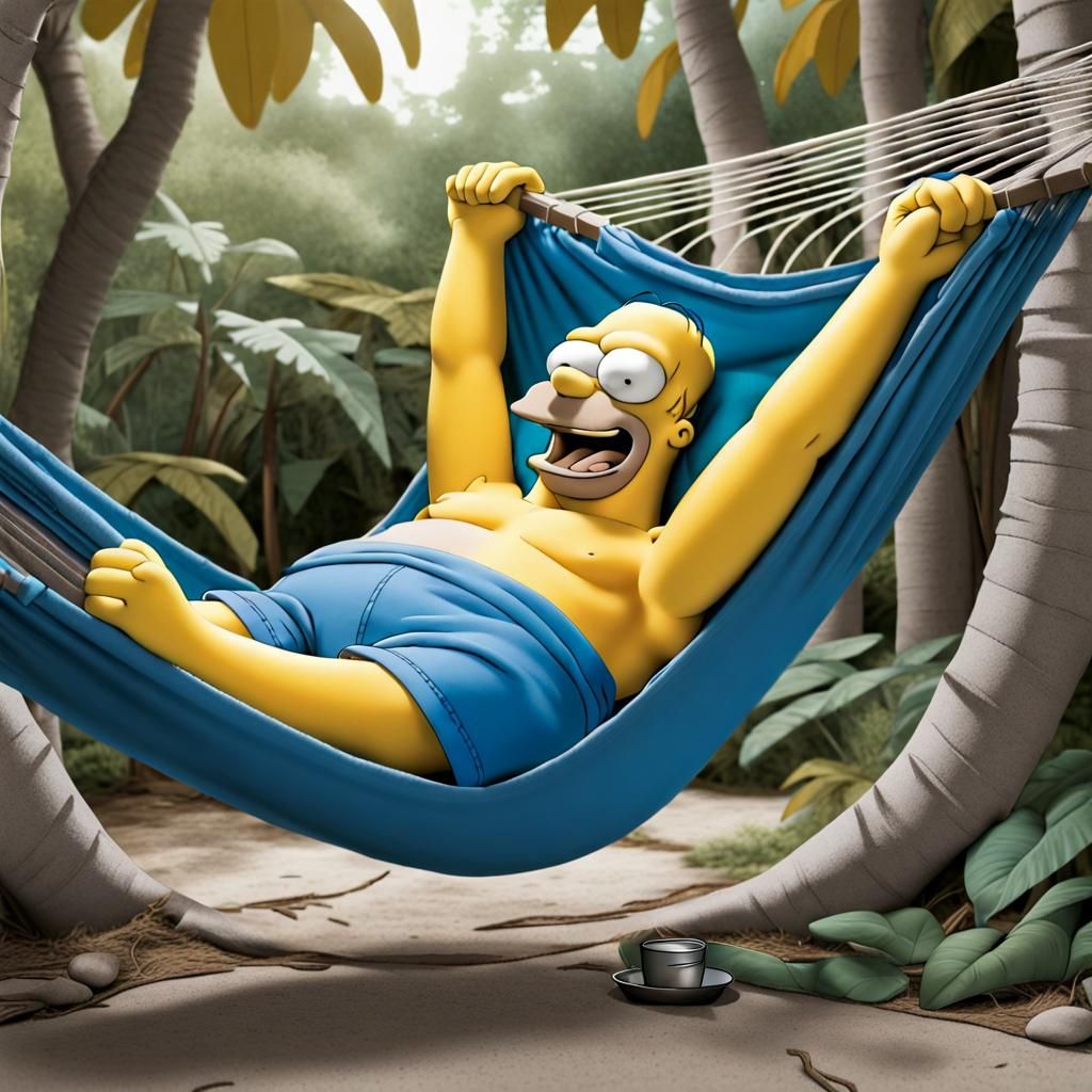 Homer Simpson as Sloth in Hammock Comic