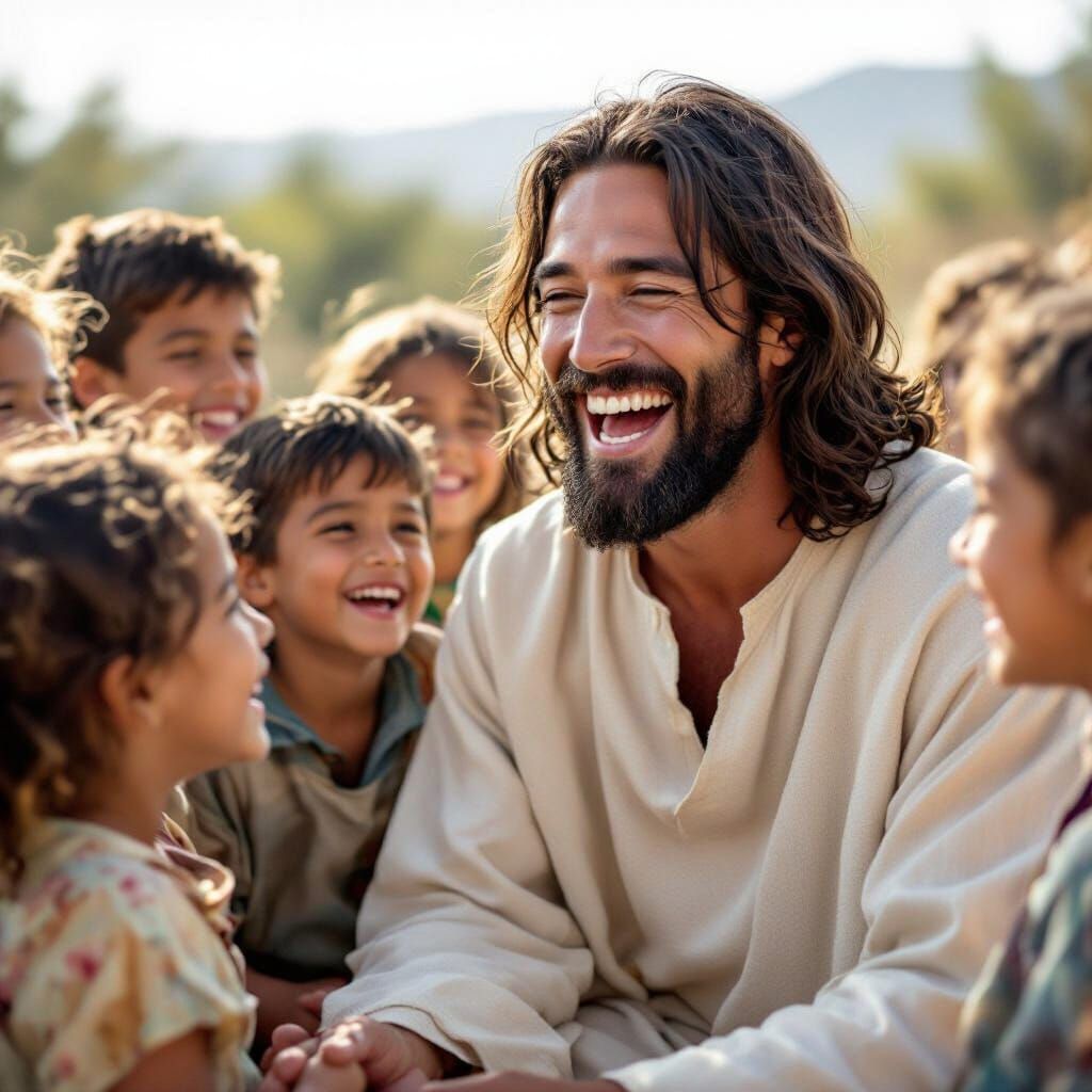 Jesus Laughing with Children: A Moment of Joy