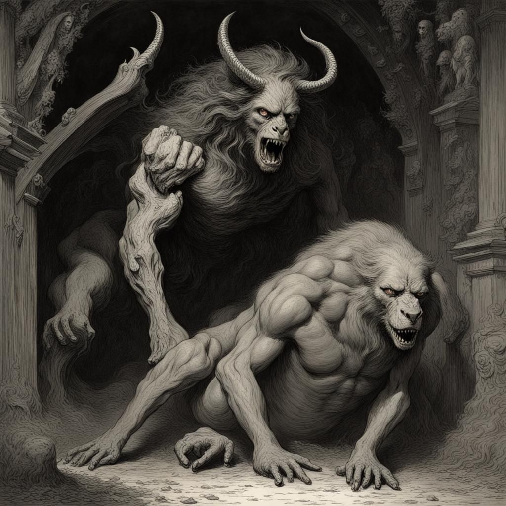 Horrific Beast in Gustave Doré Style