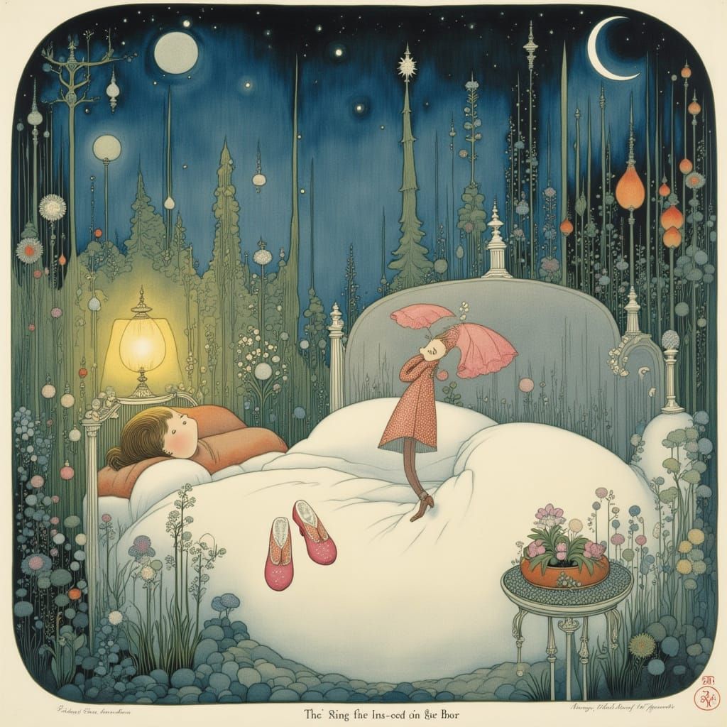 Whimsical Children's Slippers Dance in Dreamy Bedroom