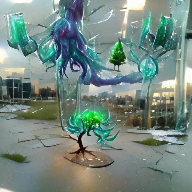 Ethereal Glass Tree With Eldritch Form