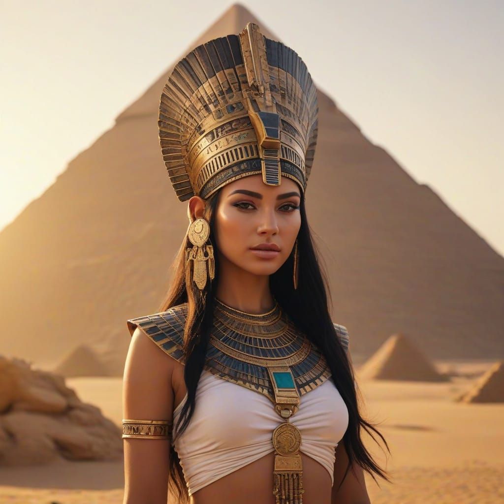 Majestic Egyptian Woman in Golden Hour